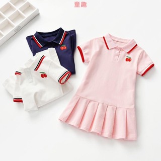 🍓兒童套裝🍓🎀女童童裝 夏裝 連衣裙 2024新品 短袖 小童女童 時尚洋氣 polo裙衫 寶寶兒童裙子 時尚洋裝