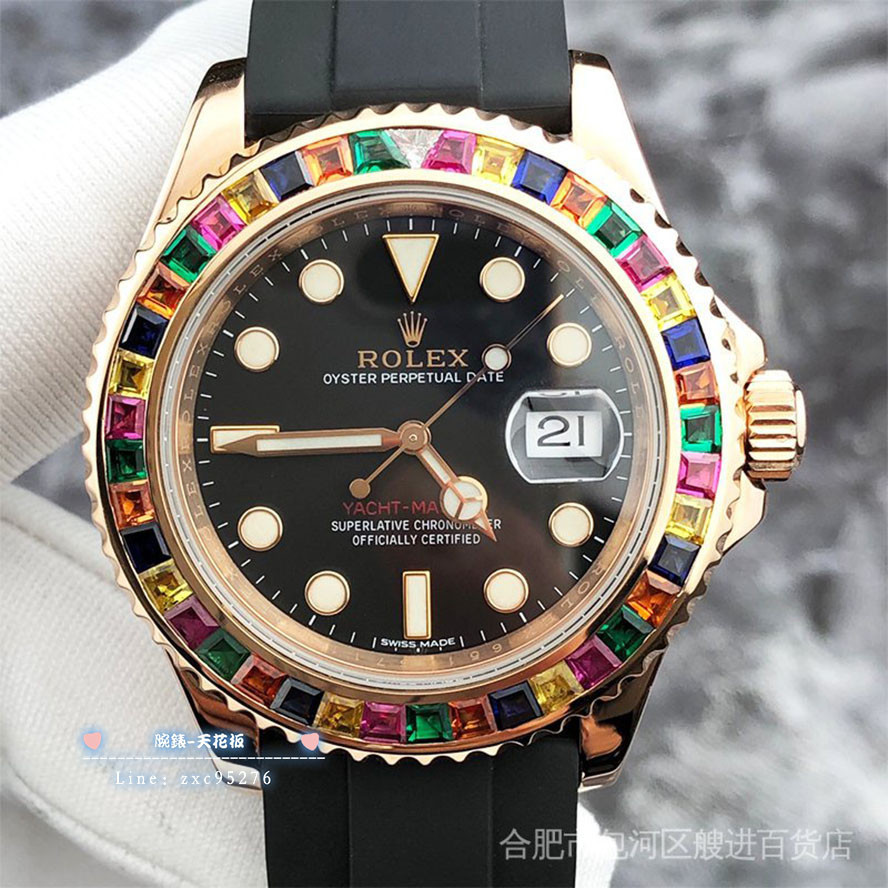 Rolex 勞力士遊艇名仕系列116655後鑲彩寶圈日期顯示機械手腕錶男 潮流 時尚 休閒 商務 經典 手腕錶腕錶