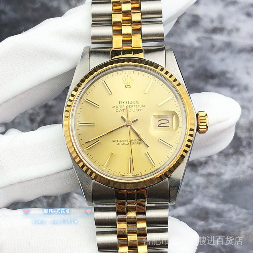 勞力士 Rolex 日誌型系列16233間金刻度鑽日期顯示自動機械男表 潮流 時尚 休閒 商務 經典 手腕錶腕錶