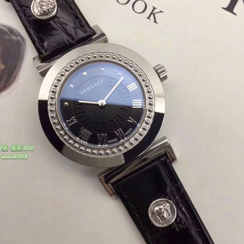 Versace 凡賽斯典雅立體羅馬刻度真皮錶帶腕錶/女錶(P5Q99D009S009)/保固/免運