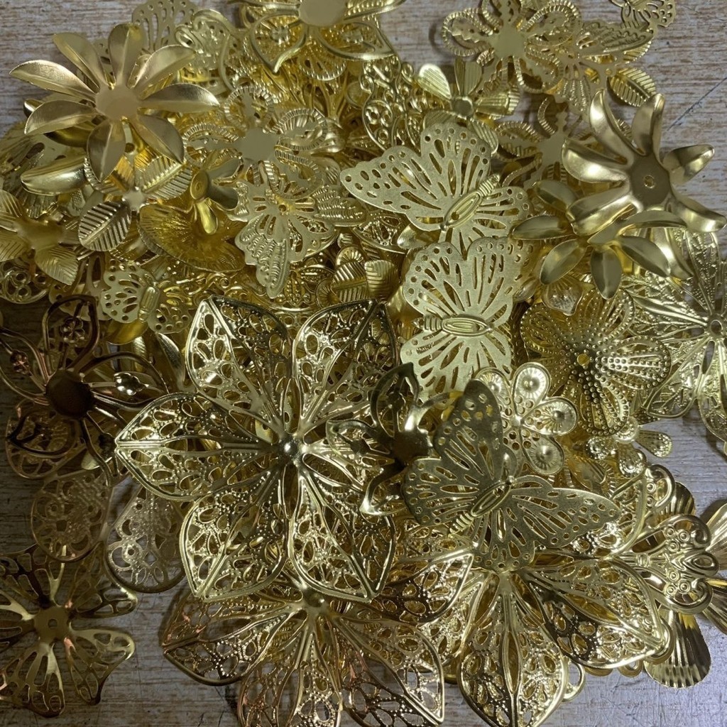 【現貨】DIY 花片 DIY發飾按斤古風花片稱斤配件金屬主體材料手工鐵片混款飾品配件