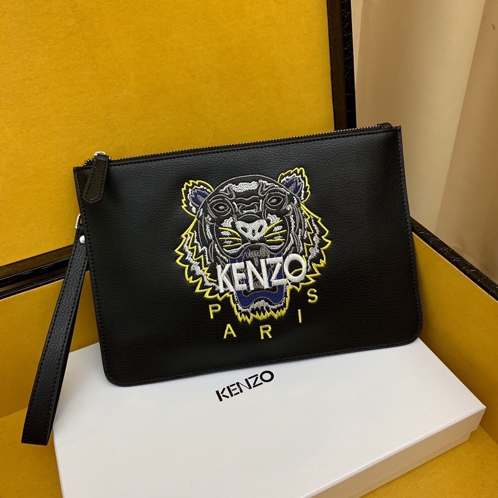 SG二手-新款KENZO 經典刺繡花紋手抓包 男士手拿包 商務晚宴包 多卡位手夾包