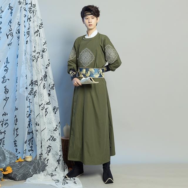 帥氣漢服男 圓領袍明製飛魚服 中國風服飾 錦衣衛武俠套裝 青學生班服 團服 演出服【沐顔醬賣場】