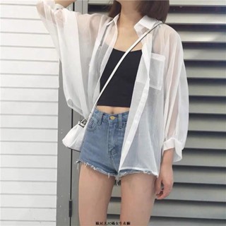 大尺碼外套夏季外套 防曬外套 夏天外套 冰絲外套夏季薄外套 防曬衣女學生韓版夏季清新風衣社會時尚精神情侶裝上衣透明bf風
