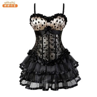 『A+嚴選』Lace Corset Dress Vintage Print Dot Cup Straps女士塑身裙