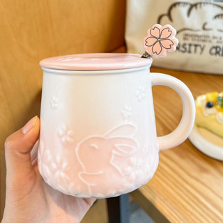 馬剋杯 陶瓷杯 可愛水杯 馬剋杯女生高顔值杯子陶瓷帶蓋勺傢用學生ins風咖啡杯創意禮盒裝生日禮物 送禮首選 LTXT