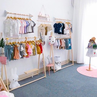 網紅衣架展示架貨架壁掛實木正掛側掛衣服商場兒童服裝店展示架 -FUJU生活