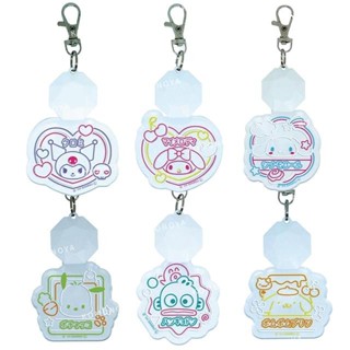 【現貨】小禮堂 Sanrio 三麗鷗 透明壓克力鑰匙圈 (大臉霓虹燈) 美樂蒂 酷洛米 布丁狗