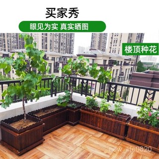 戶外碳化防腐木花箱庭院種植箱陽臺花箱花園種菜盆實木花箱花槽厚
