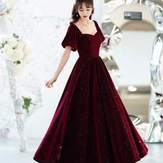 家有喜事💕連身裙 長版洋裝 敬酒服新娘2024新款夏季結婚訂婚迴門孕𡠹晚禮服宴會絲絨公主裙女 輕婚紗新娘禮服【琳黛】
