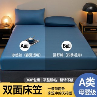 🚛臺灣發出🚛素色冰絲涼感床包7款可選 雙面可用床單 床罩 涼而不冰 冰絲床單 床墊保護套 單人/雙人/加大/特大 枕