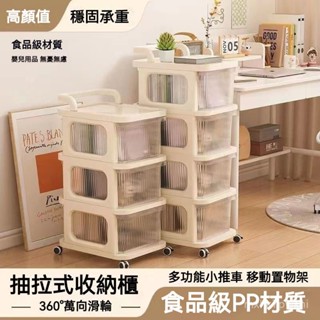 🍪可移動小推車置物架 桌下書架 桌下收納櫃 收納架推車 工位收納架 廚房收納架 玩具收納架 零食收納 抽屜式收納櫃