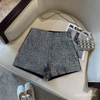 臺灣出貨🚚短褲女 2024夏季新款氣質複古小香風金色亮麵提花短褲高腰顯瘦熱褲外穿女