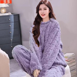 【dd】睡衣女 睡衣女秋季冬天珊瑚絨加厚加絨保暖可愛法蘭絨家居服套裝新款休閑