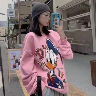 特大碼裝秋冬 韓國大學t 加絨加厚網紅長袖衛衣女 印花卡通300斤明星同款上衣 ins風 oversize秋冬長袖