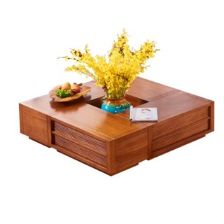 低價 新品 東南亞風格 正方形實木茶幾 客廳家用日式原木白蠟 實木大板茶幾