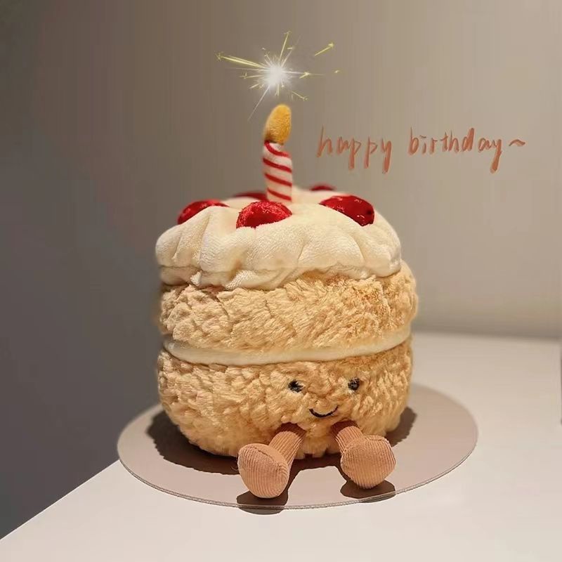 【精選熱銷】生日蛋糕玩偶公仔毛絨玩具可愛娃娃趣味搞怪創意生日禮物擺件高顔值蛋糕