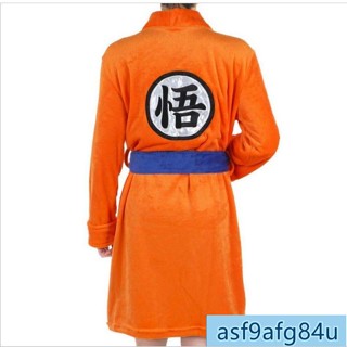 家用品】浴巾衣 毛巾衣 浴袍 美容衣 鞦鼕新款卡通動漫七龍珠之孫悟空法蘭絨浴袍保暖睡袍男女傢居服