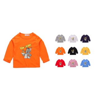 **現貨熱賣**8種色兒童長袖上衣貓和老鼠Tom&Jerry卡通100%純棉T恤（歡迎批發）