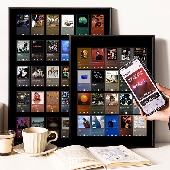 現貨 可客制 相框 小紅書同款 nfc音樂牆照片牆NFC芯片貼畫框 明星歌曲流行專輯封面相框 禮物訂製