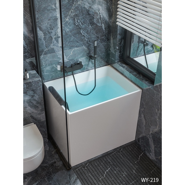 新品特惠 可開發票 破損包賠 亞克力日式迷你深泡小戶型浴缸家用方形網紅坐式小浴缸0.8m-1.4米