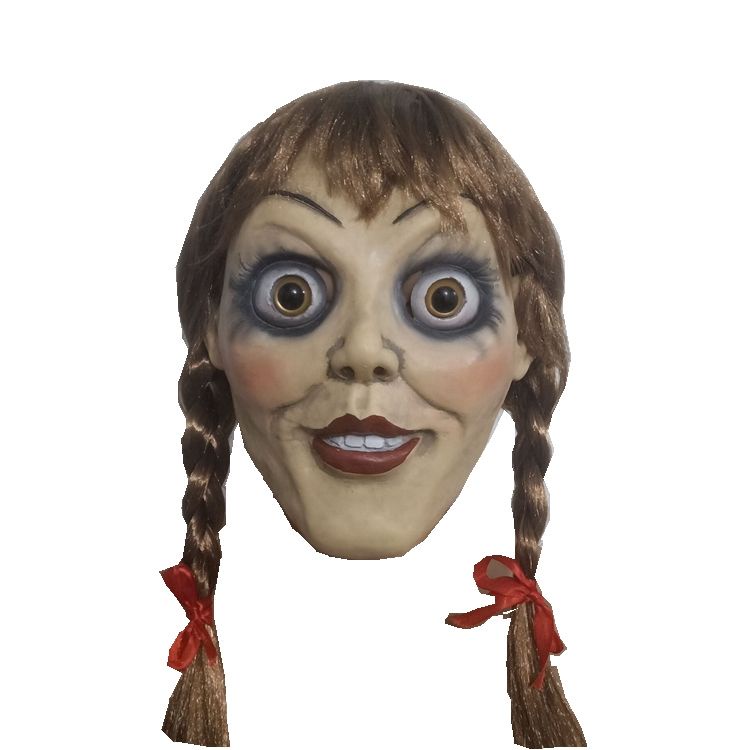 萬圣節化妝舞會恐怖演出面罩 影視裝扮道具鬼娃娃cos安娜貝爾頭套