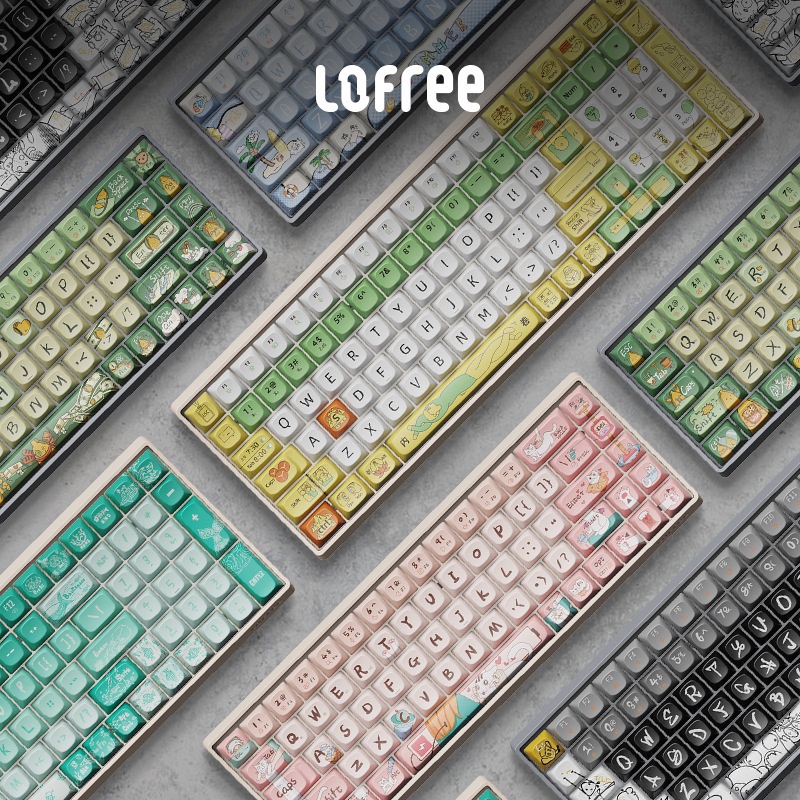 洛斐Lofree 鍵帽 68鍵/100鍵 小翹主題機械鍵盤  機械鍵盤軸十字軸芯鍵帽 青軸 電競遊戲 鍵盤軸
