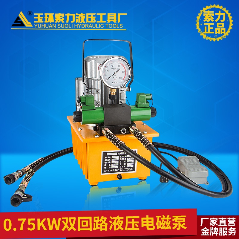 DB075-D2雙回路電動泵 雙電磁閥油壓電動泵 雙向超高壓油泵 750W