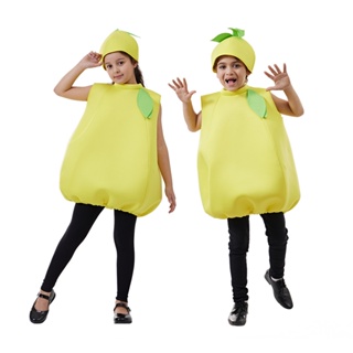 熱銷促銷 女童可愛檸檬造型服裝 兒童萬聖節水果食物扮演服 寶寶檸檬Cos服裝 學校派對遊戲集體舞台表演裝扮角色扮演服裝