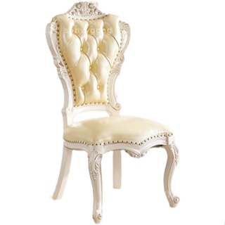 歐式餐椅實木化妝凳真皮靠背舒適現代簡約橡膠木成人家用美式餐椅K9