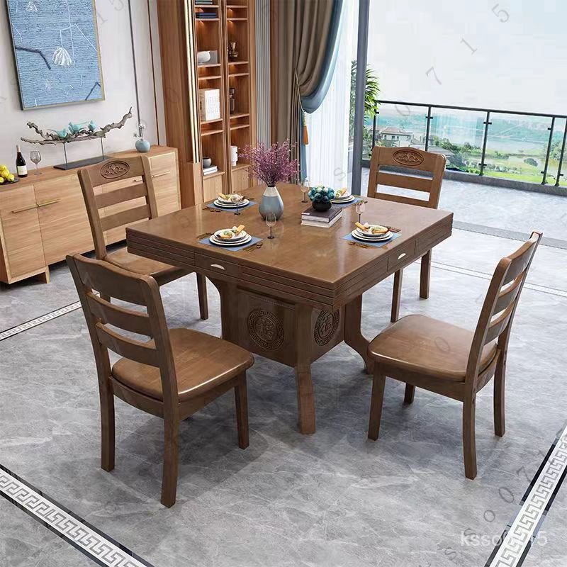 含運~全實木可折疊餐桌傢用小戶型多功能方桌變圓桌北歐餐桌椅現代簡約 PCZT