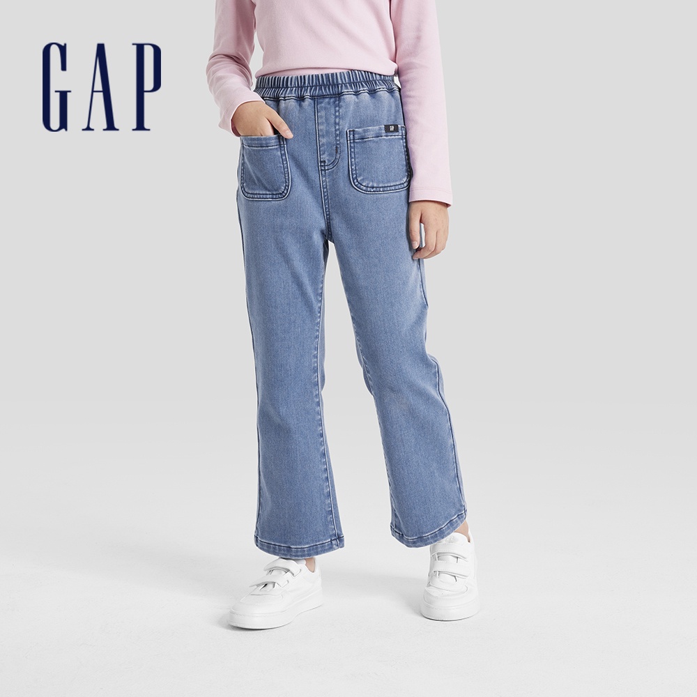 Gap 女童裝 喇叭牛仔褲-淺藍色(789264)