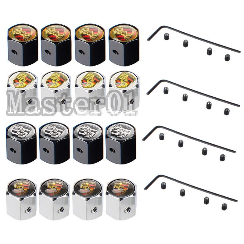 黑海極速•4個/套保時捷911 718 Boxster Cayman汽車車輪防盜氣嘴 防漏氣氣門芯嘴 防水風嘴頭 氣門嘴