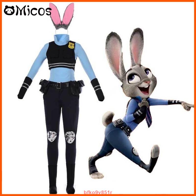 【爆款新品】Zootopia Cosplay 服裝朱迪服裝電影 Zootropolis 兔子警察朱迪制服套裝成人兒童萬聖