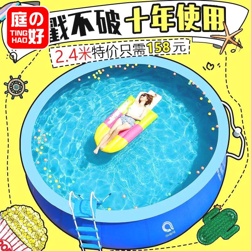 充氣泳池大型兒童充氣游泳池家用戶外成人泳池大號免安裝加厚圓形夾網水池