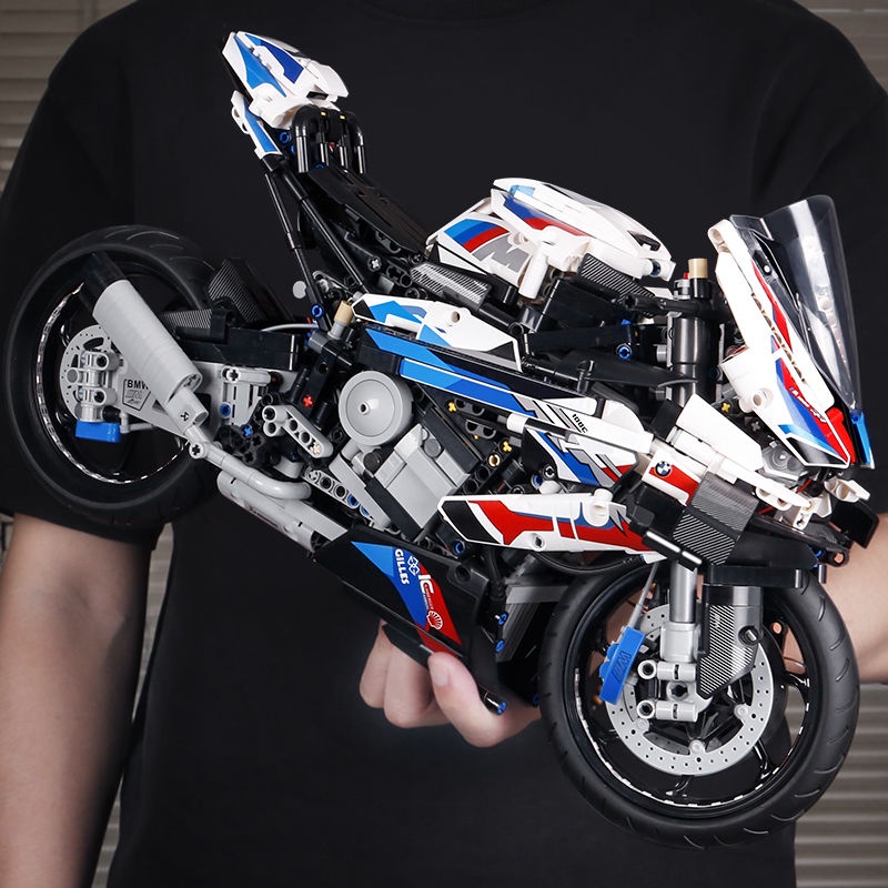 寶馬M1000RR摩托車高難度兼容樂高積木杜卡迪拼裝玩具模型男孩子