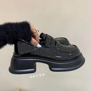 💕洋洋洋鞋店💕大碼皮鞋43 厚底樂福鞋 小皮鞋 複古配裙子厚底小皮鞋 春秋季新款單鞋女英倫風黑色樂福鞋ins 女生皮鞋