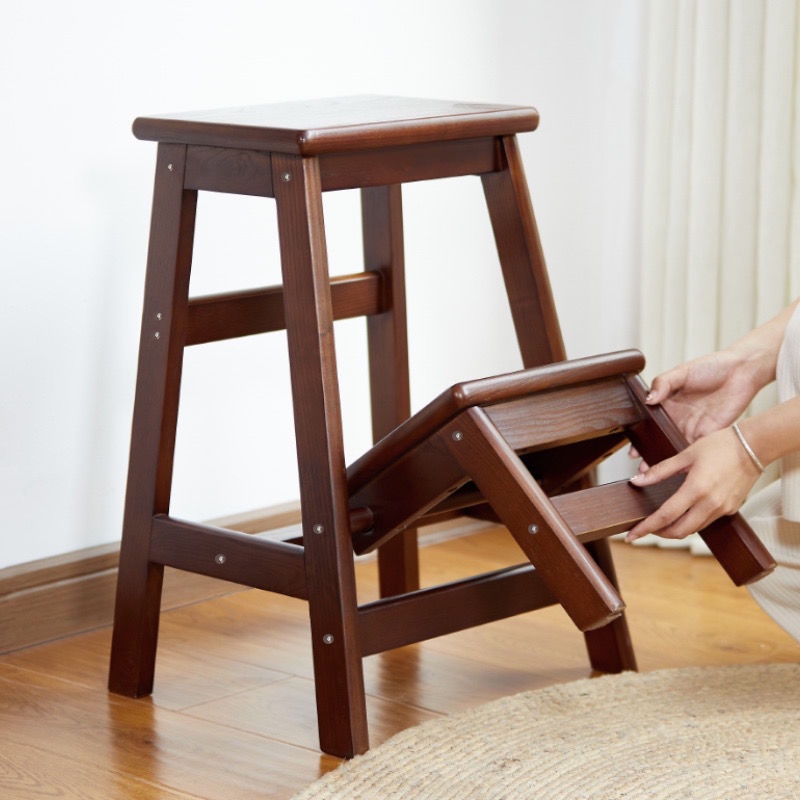 梯子 折疊梯 人字梯 可折疊凳子創意換鞋凳全實木兩用梯凳傢用三步爬高闆凳多功能椅子