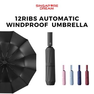 Umbrella Auto Open Close 12 Ribs Travel Compact Sun & Rain -