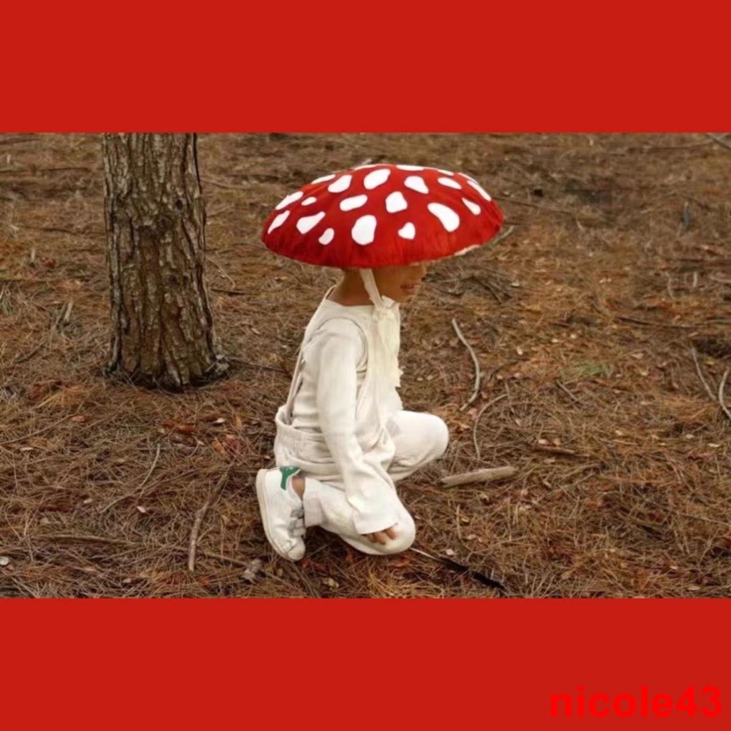 #秋冬上新~創意蘑菇帽子頭戴紅傘傘帽子個性可愛搞怪禮物網紅拍照
