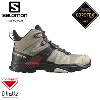 【SALOMON 索羅門 男 X ULTRA 4 GTX 中筒登山鞋《卡其/黑/焦褐紅》】473525/健行鞋