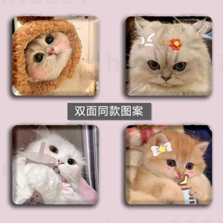 鏡子✨可愛喵星人鏡子 表情包 學生翻蓋式 雙面迷你折疊鏡 隨身攜帶補妝鏡 皮質雙面鏡 補妝鏡 摺疊鏡 可愛貓咪小鏡子