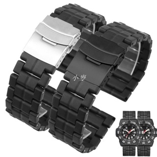 小麥-23 毫米塑料鋼錶帶適用於 Luminox 3051 3050 錶帶男士運動手錶錶帶配件手錶手鍊錶帶黑色