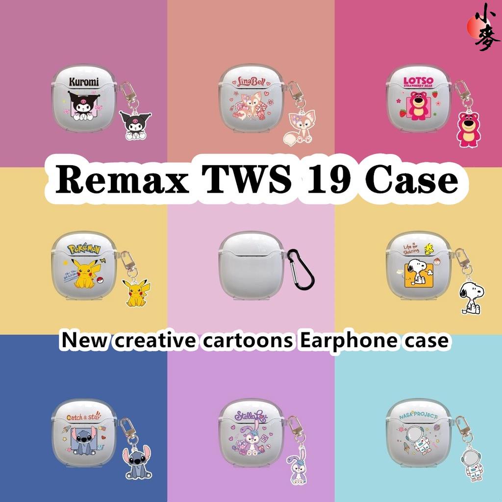 小麥-!適用於 Remax TWS 19 手機殼新款創意透明卡通適用於 Remax TWS 19 外殼軟耳機手機殼保護套