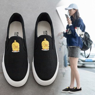 💥滿額免運🚚 布鞋女 一腳蹬 帆布鞋 平底 透氣 學生鞋 休閒鞋 單鞋 女鞋 潮鞋春季新款百搭小白帆布鞋韓版黑色布鞋