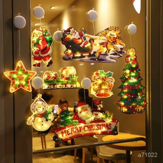 【🔥拼全臺灣最低價格🔥】新款聖誕節裝飾燈吸盤燈聖誕老人卡通LED櫥窗簾商場店節日造型燈