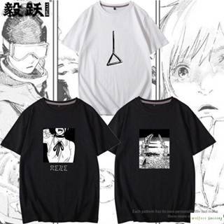 電鋸人T恤鏈鋸人周邊炎拳藤本樹夏動漫短袖瑪奇瑪學生休閑衣服潮 動漫t 上衣t 動漫周邊上衣F