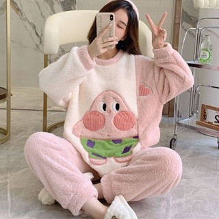睡衣#秋冬新款#珊瑚絨睡衣女秋冬季女款加絨加厚網紅風派大星冬天法蘭絨保暖冬款