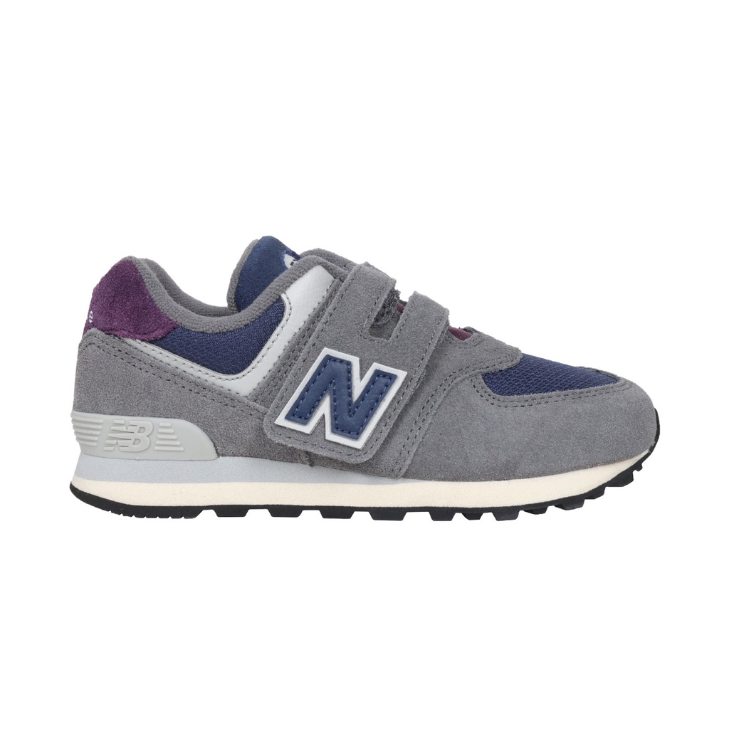 NEW BALANCE 男女中童休閒運動鞋-WIDE( 574系列 NB 寬楦「PV574KGN」 深灰藍紫