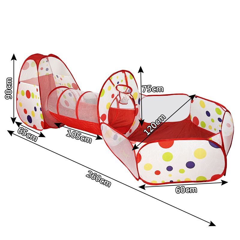 兒童帳篷室內遊戲屋寶寶爬行隧道鑽洞三件式家用玩具波波海洋球池
